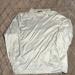 Nike Golf Silver Reflective V-Neck Pullover Windbreaker XL